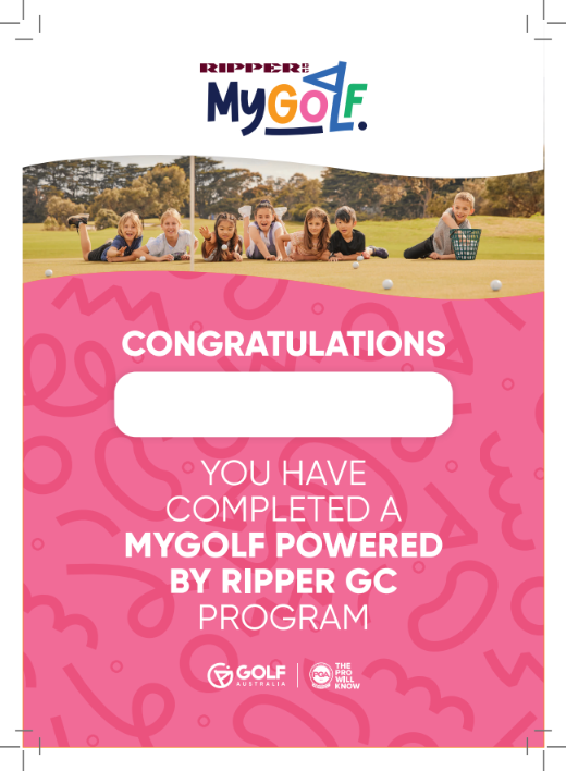 FREE MyGolf Participant Certificate