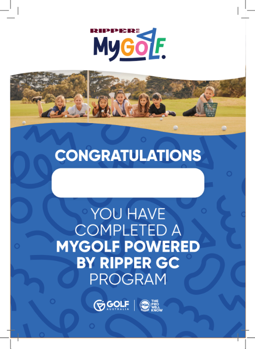 FREE MyGolf Participant Certificate